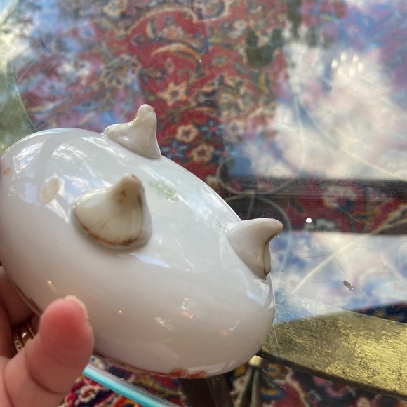 Pretty Nippon China footed little trinket dish orange gray and gold. - Picture 3 of 5